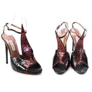 Tabitha‎ Simmons Pearlized Ombre Snake Ankle Strap Heels, Size 38EU